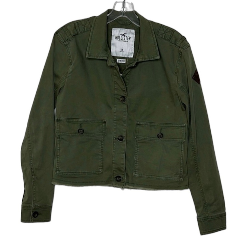NWT Hollister Frayed Hem‎ Stretch Utility Jacket Sz Medium